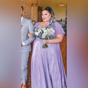 PLUS SIZE SHINY PURPLE LILAC BRIDESMAID DRESS.